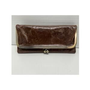 HOBO Weathered Leather Brown Lauren Wallet Clutch